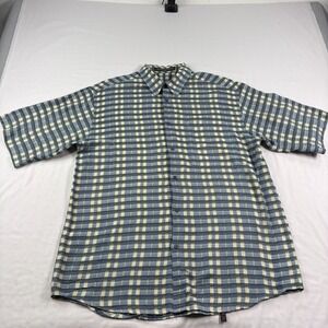 Jhane Barnes Shirt Mens Medium Geometric Button Up Short Sleeve Camp Vintage